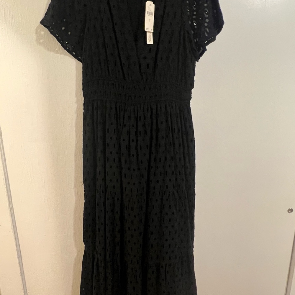 Anthropologie Somerset Black Eyelet Dress